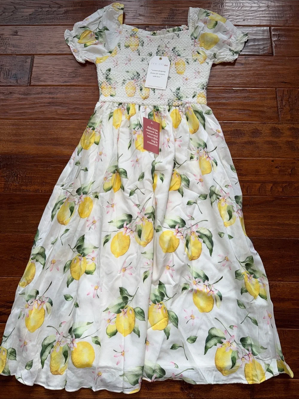 NWT Ivy City Co Lemon Smocked Ruffles Summer Country Size  11 - 12